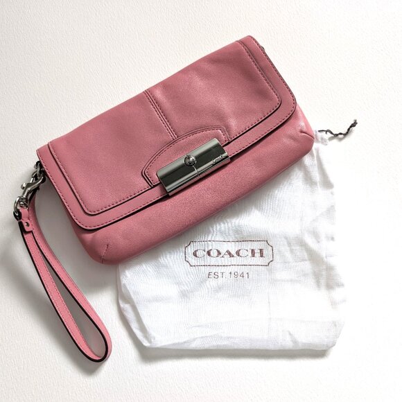 Coach Handbags - Coach branch Kristin Soft Leather pink wristlet/clutch